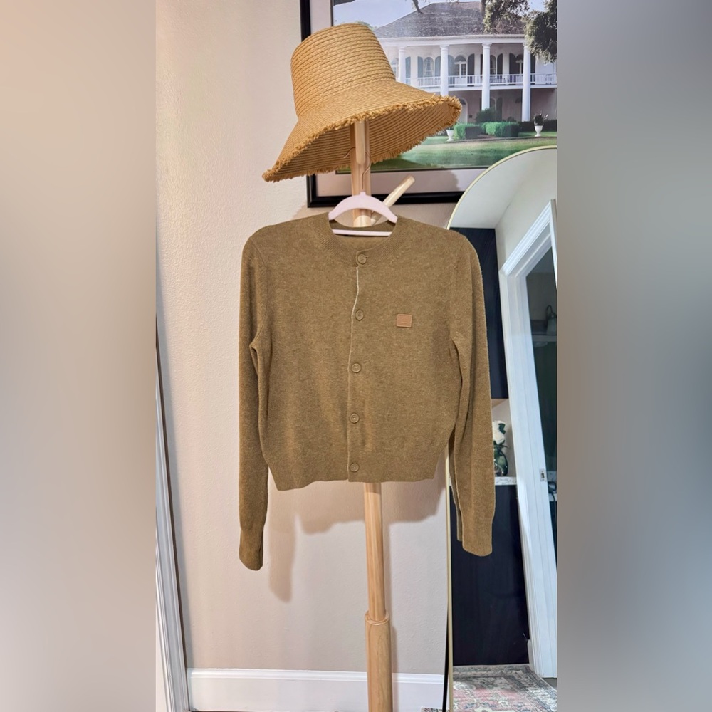 Acne Olive Cropped Button-Front Cardigan